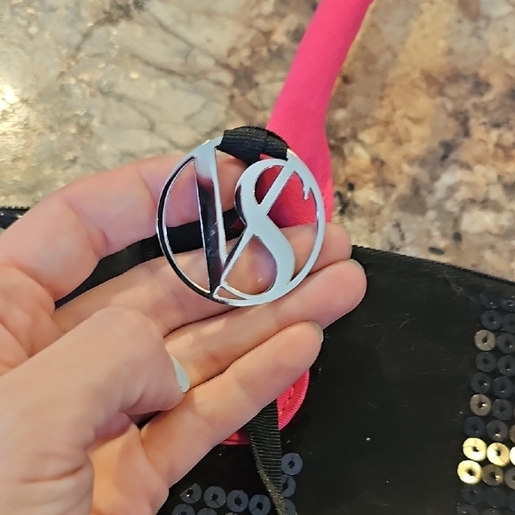 Victoria's Secret Black Sequin Tote with Hot Pink Trim - Picture 3 of 5